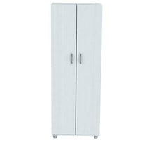 White Finish Wood Storage Cabinet With Two Doors