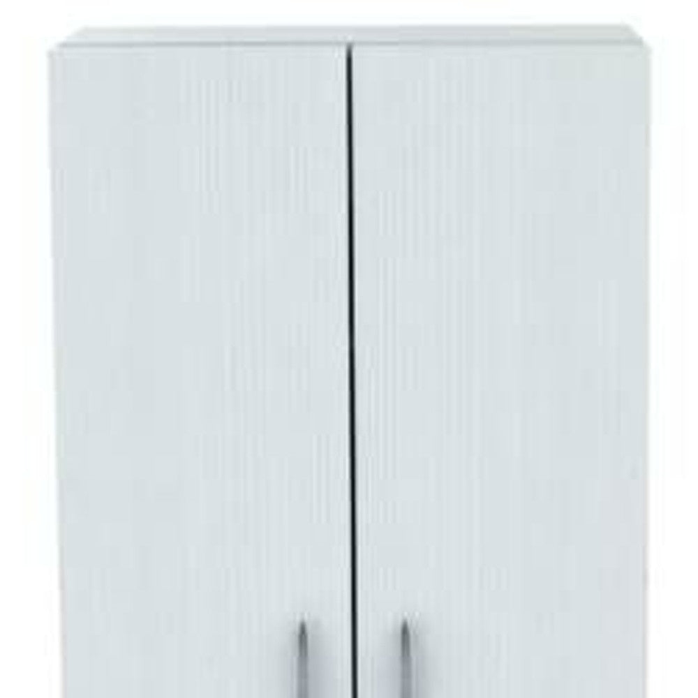 White Finish Wood Storage Cabinet With Two Doors