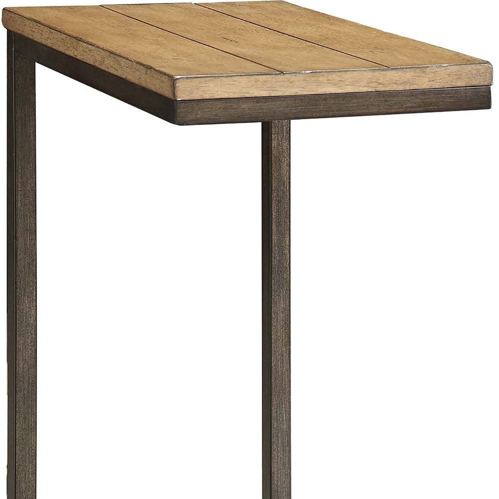 Black And Oak Solid Wood Rectangular End Table 25"