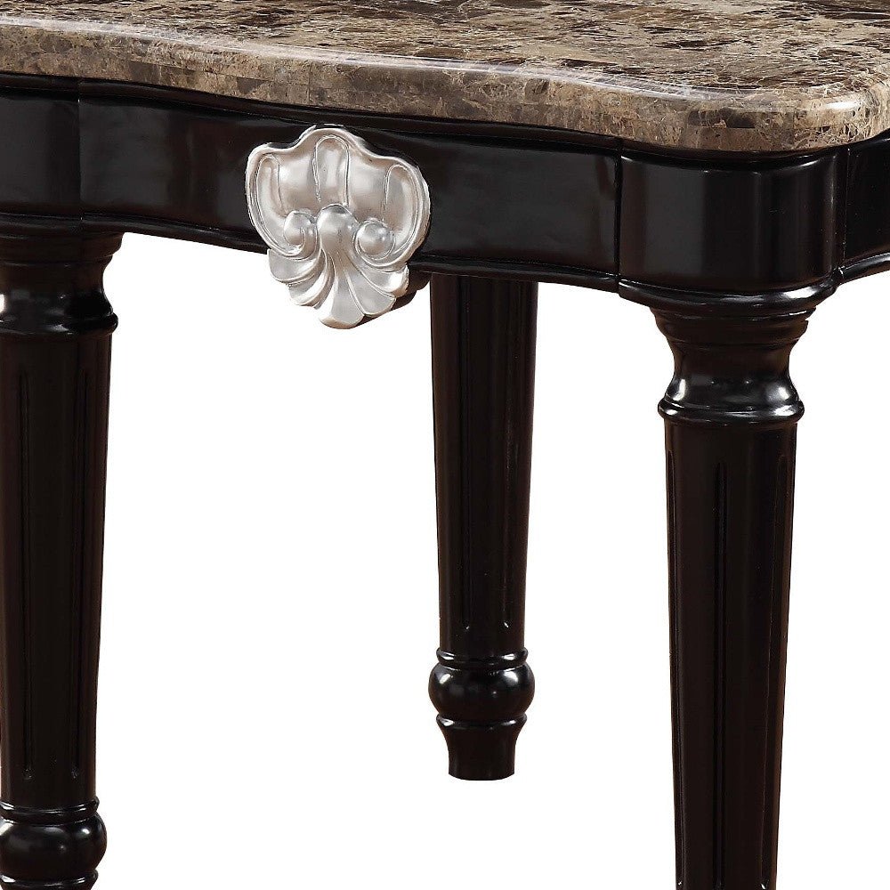 25" Black Manufactured Wood and Marble Square End Table