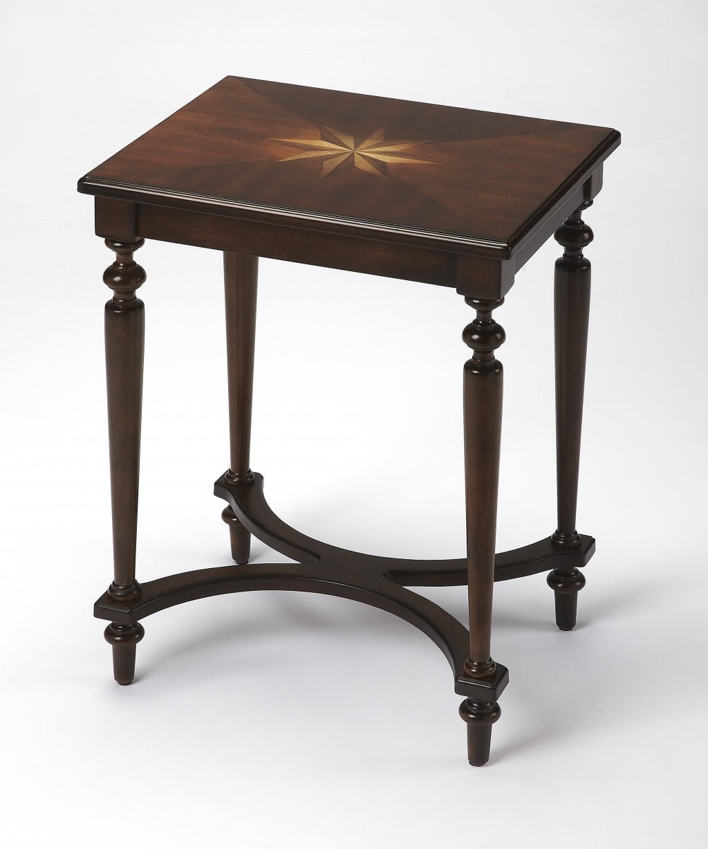 Cherry Brown Starburst Inlay End Table 25"