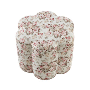 25" Cluster Red 100% Linen Specialty Ottoman