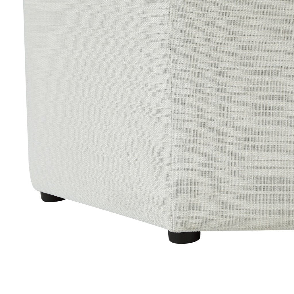 25" White Linen And Black Tufted Specialty Storage Ottoman