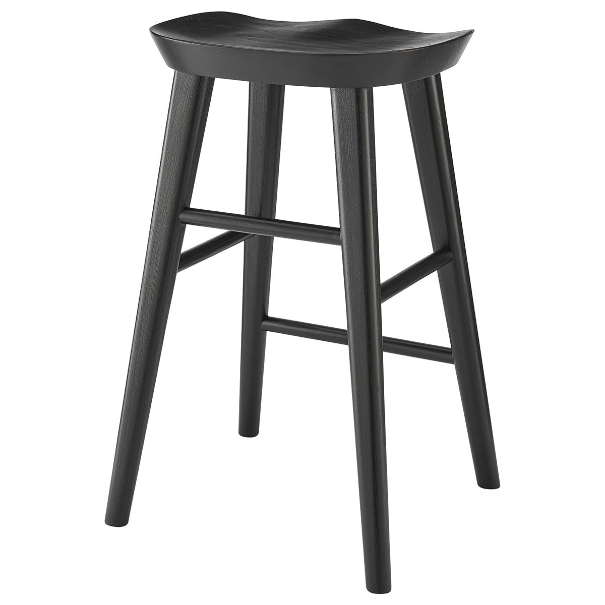 26" Black Solid Wood Counter Stool