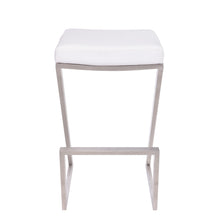 Contempo White Faux Leather and Stainless Backless Bar Stool 26