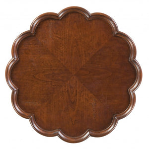 26" Dark Brown And Cherry Manufactured Wood Round End Table