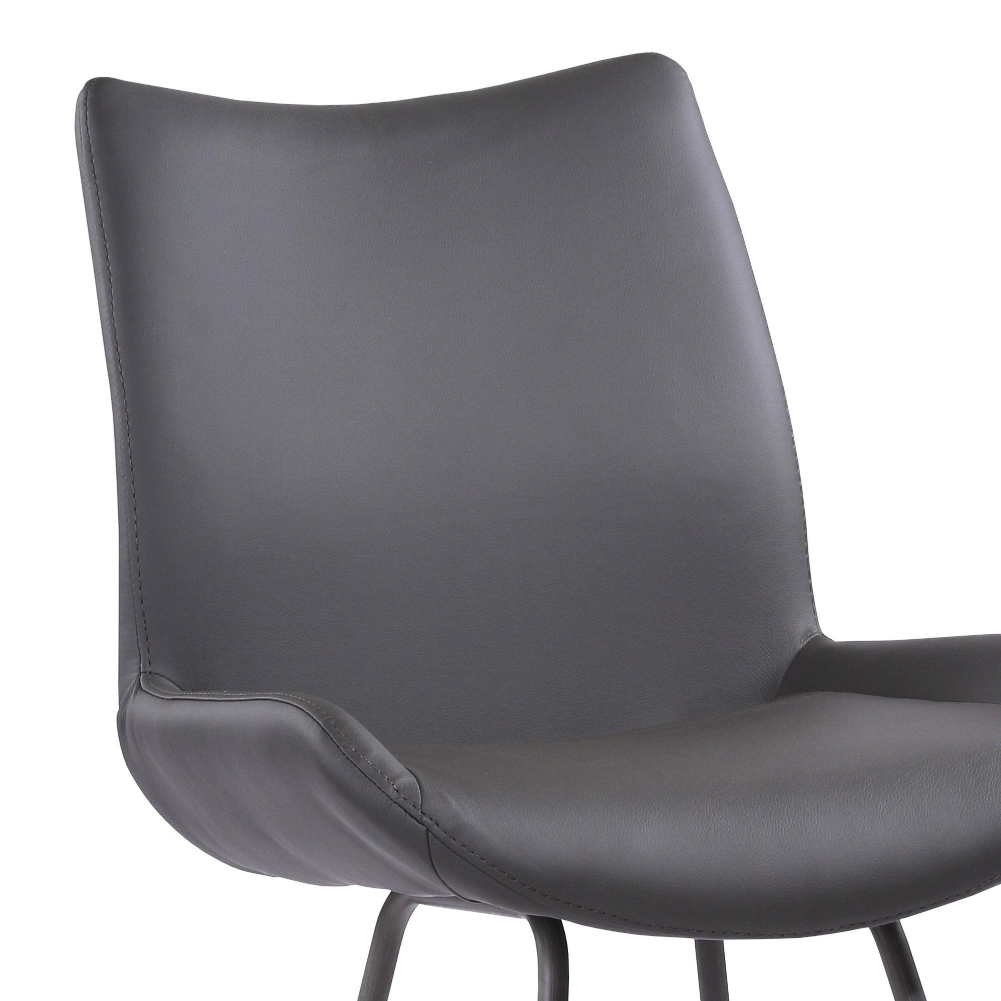 26" Elegant Grey Faux Leather Brushed Gray Metal Finish Armless Bar Stool