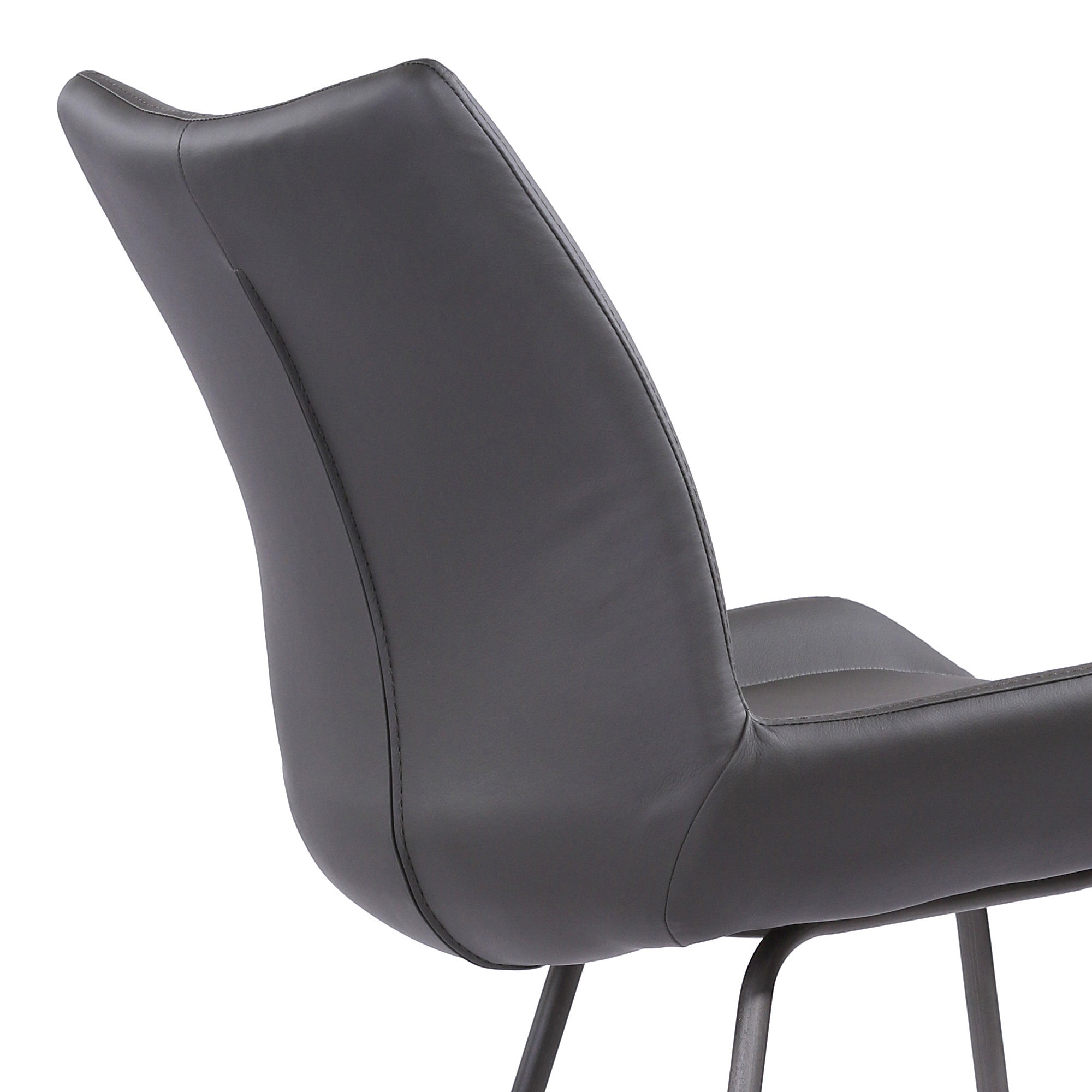 26" Elegant Grey Faux Leather Brushed Gray Metal Finish Armless Bar Stool