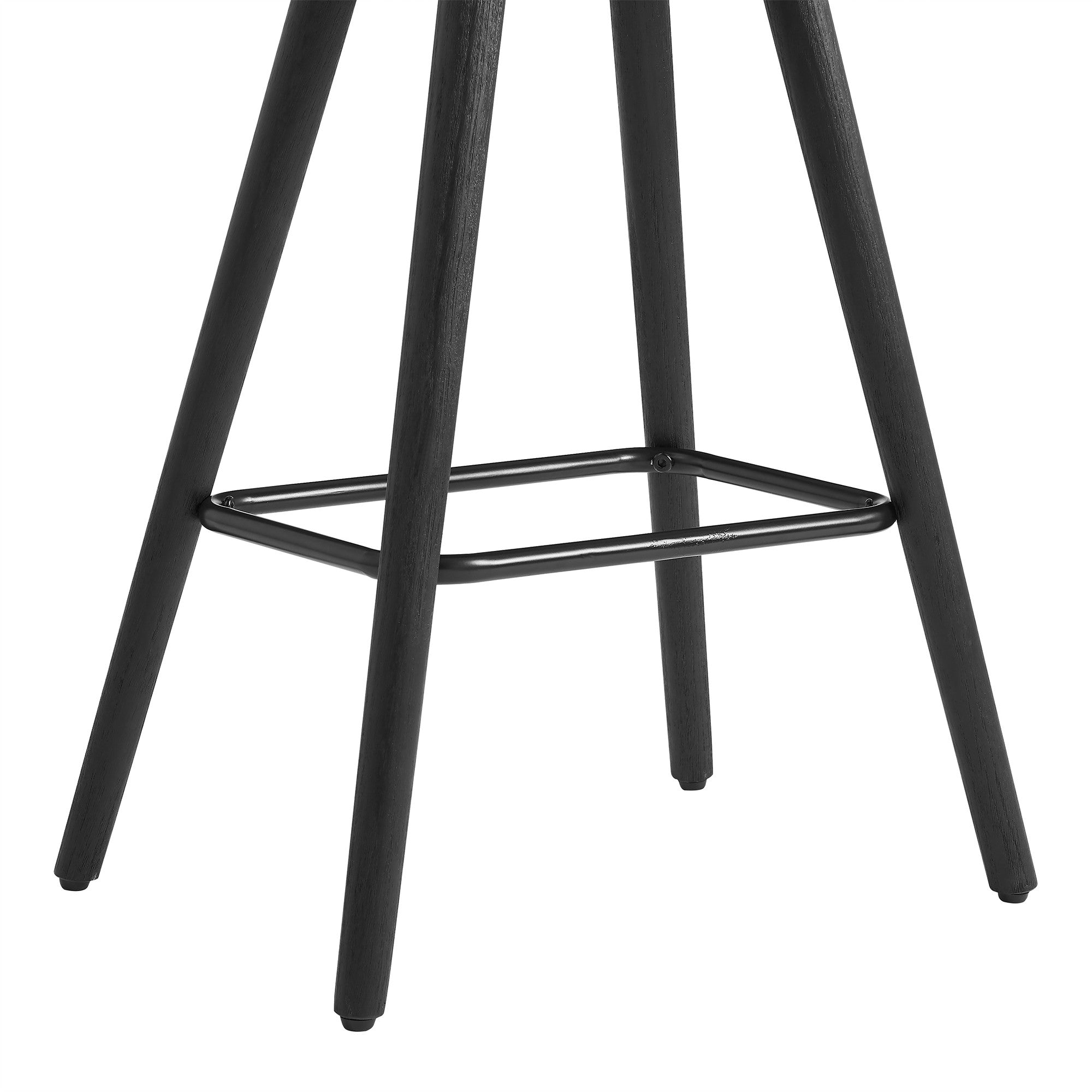 26" Gray Faux Leather Backless Black Wood Bar Stool