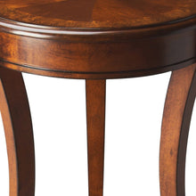 Medium Brown And Olive Ash Wood Round End Table With Shelf 26
