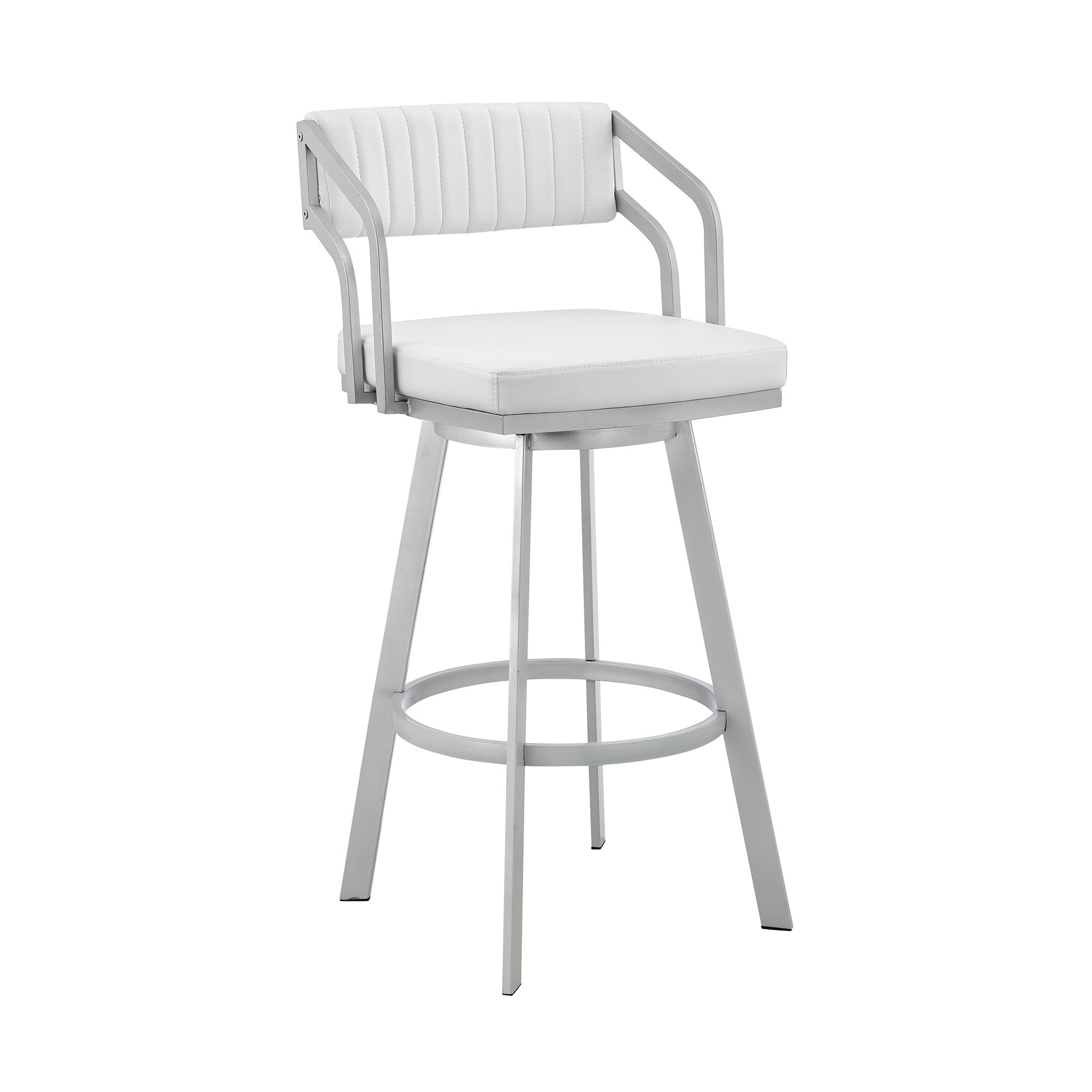 26" Timeless White Faux Leather Bar Stool