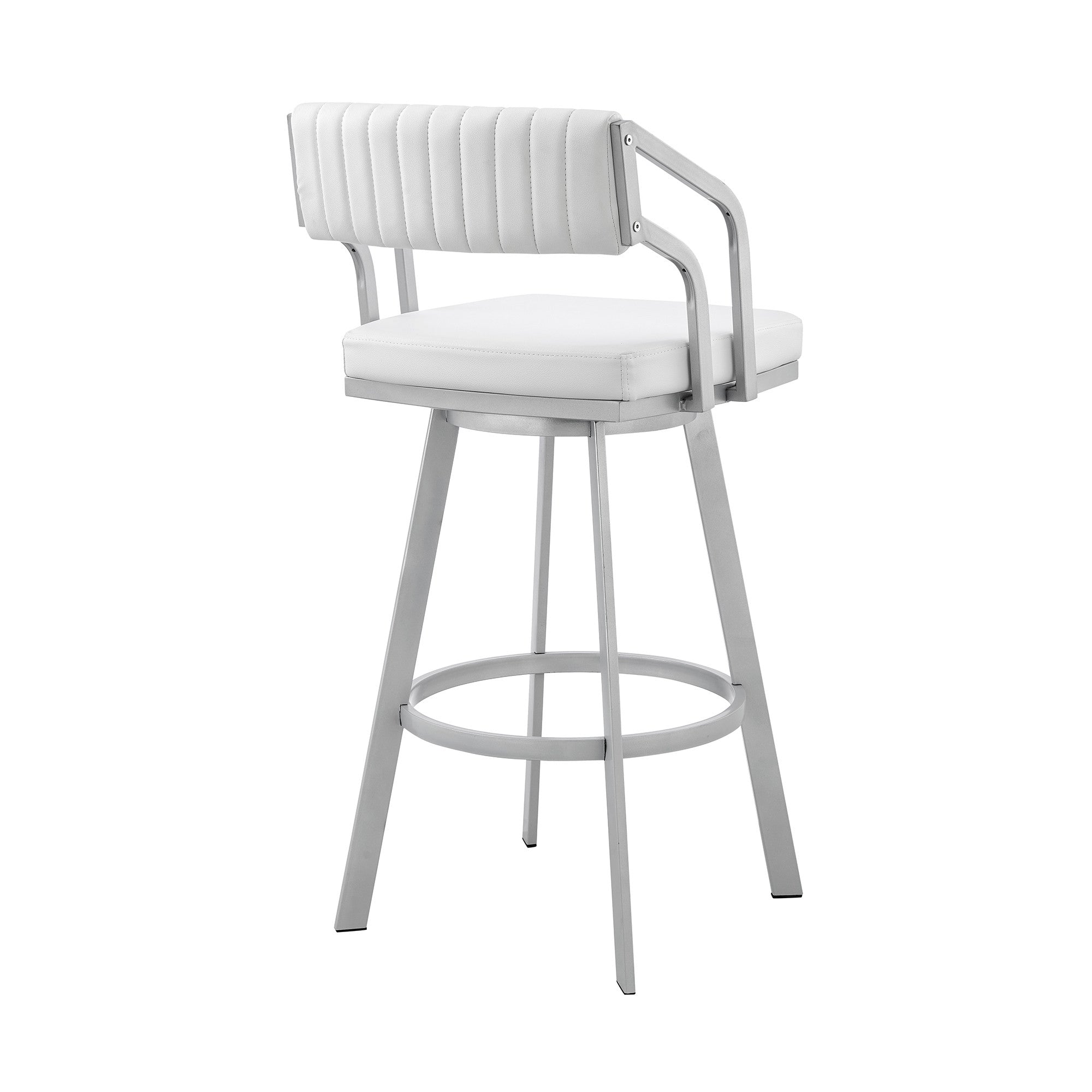 26" Timeless White Faux Leather Bar Stool