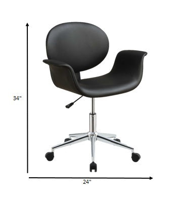 Black Pu Office Chair 27" X 24" X 34"