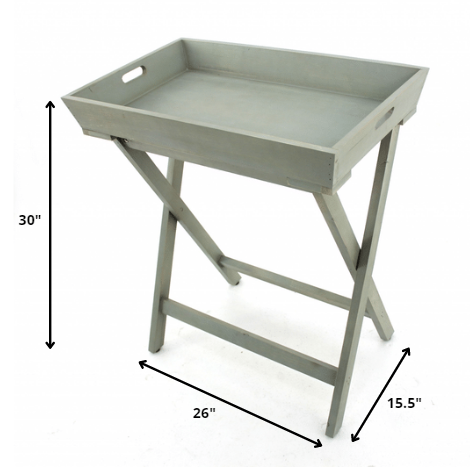 15.5 X 26 X 30 Gray Light Blue Wooden - Serving Table