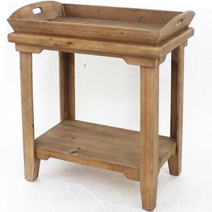 18" X 23" X 18" Natural, Rustic, Wooden - Table With Serving Tray Top