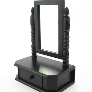 8.5 X 14 X 20 Black Traditional Drawer  Table Mirror