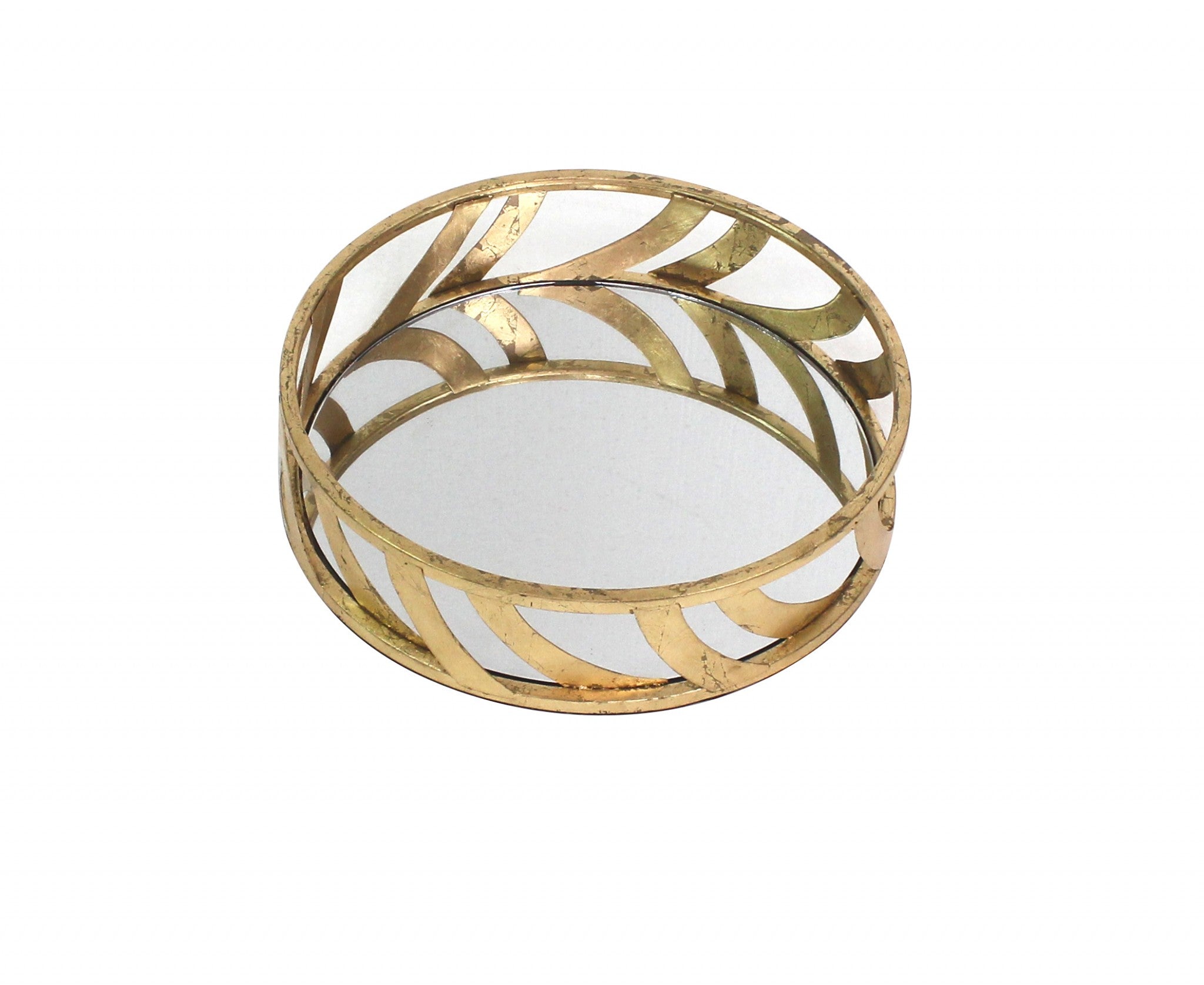 Gold Streamline Mirror Tray - 14 x 14 x 4
