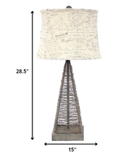15 X 13 X 28.5 Tan Industrial Metal With Gentle Linen Shade - Table Lamp
