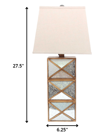 6.25 X 6.75 X 27.5 Gold Modern Illusionary Mirrored Base - Table Lamp