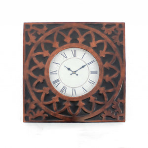 23" Square Bronze Glass Analog Wall Clock