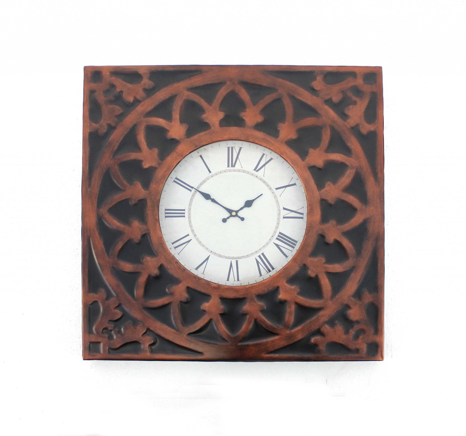 23" Square Bronze Glass Analog Wall Clock