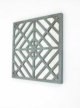 1,25 x 23,25 x 23,25 decoración de pared de madera cuadrada con espejo azul