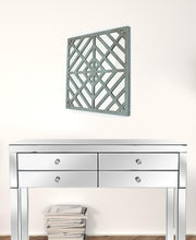 1,25 x 23,25 x 23,25 decoración de pared de madera cuadrada con espejo azul