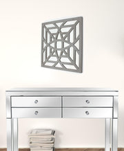 1,25 x 23,25 x 23,25 decoración de pared de madera cuadrada con espejo azul