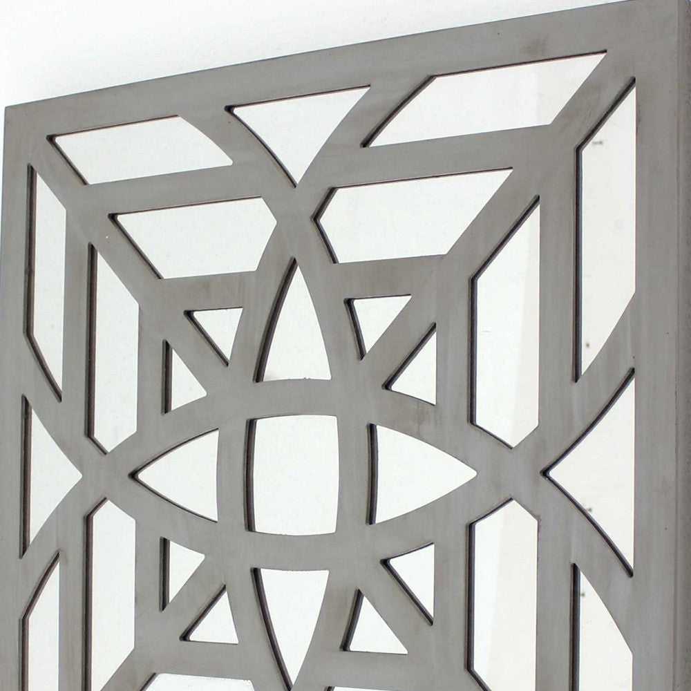 1,25 x 23,25 x 23,25 decoración de pared de madera cuadrada con espejo azul