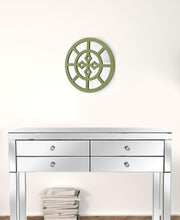 Redondo con espejo rústico verde de 15,5 x 15,5 - Decoración de pared de madera