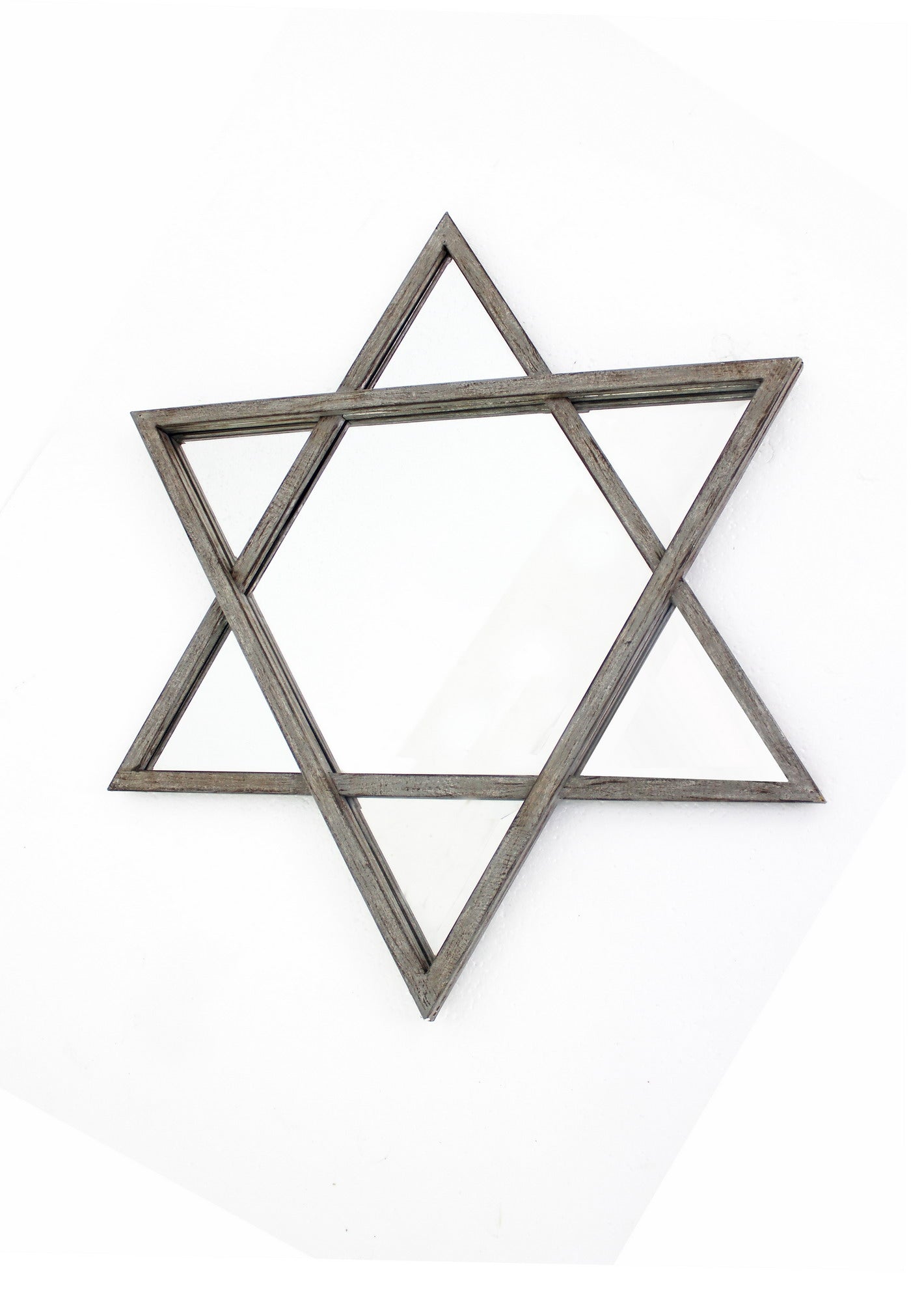 26 X 30 X 2 Silver Rustic Hexagram Wooden - Cosmetic Mirror