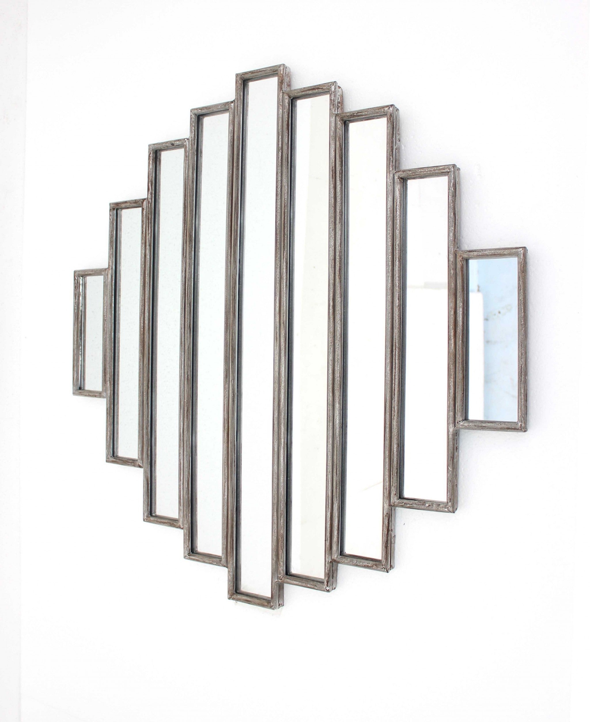 36 X 36 X 2 Silver Rustic Multi Mirrored Wall Sculpture