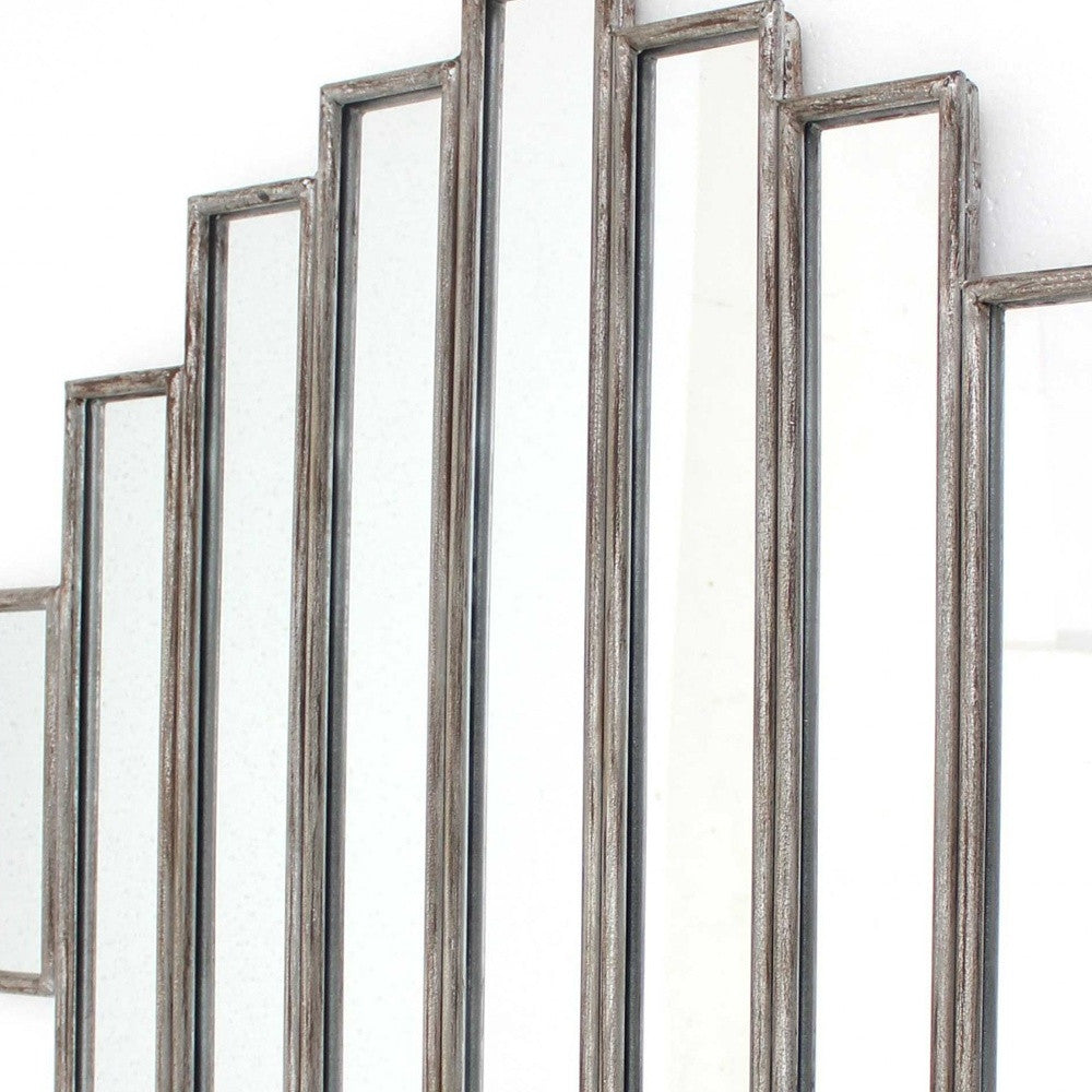 36 X 36 X 2 Silver Rustic Multi Mirrored Wall Sculpture