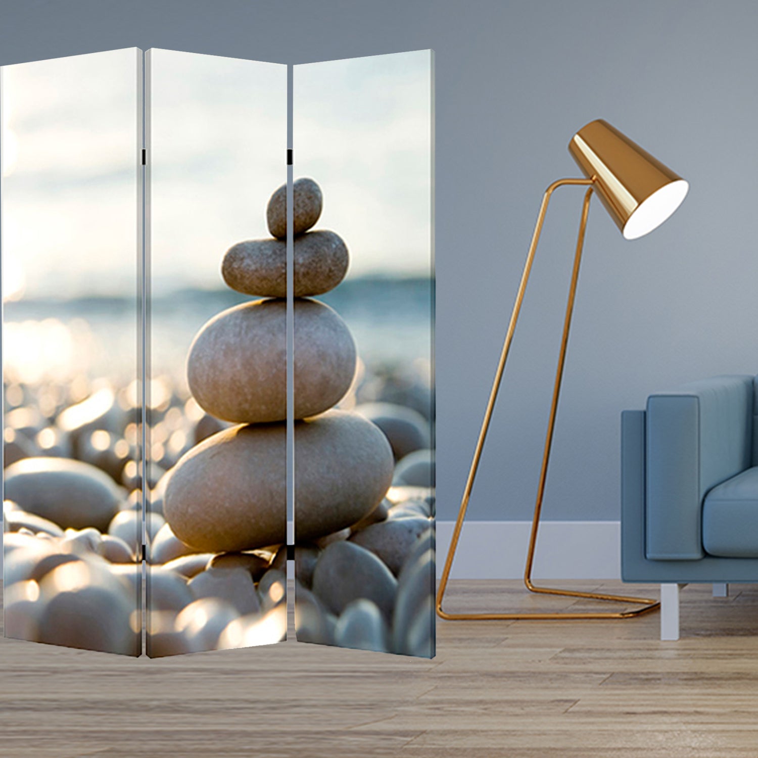 1" X 48" X 72" Multi Color Wood Canvas Spa  Screen