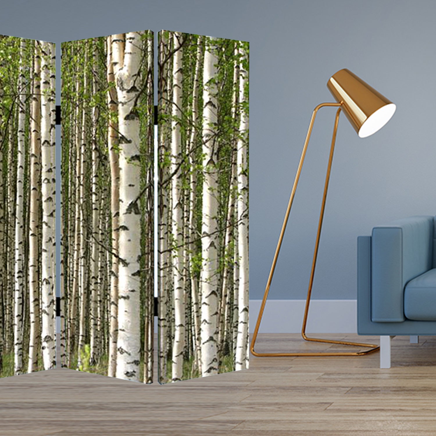 1" X 84" X 84" Multi Color Wood Canvas Prolific Forrest Screen
