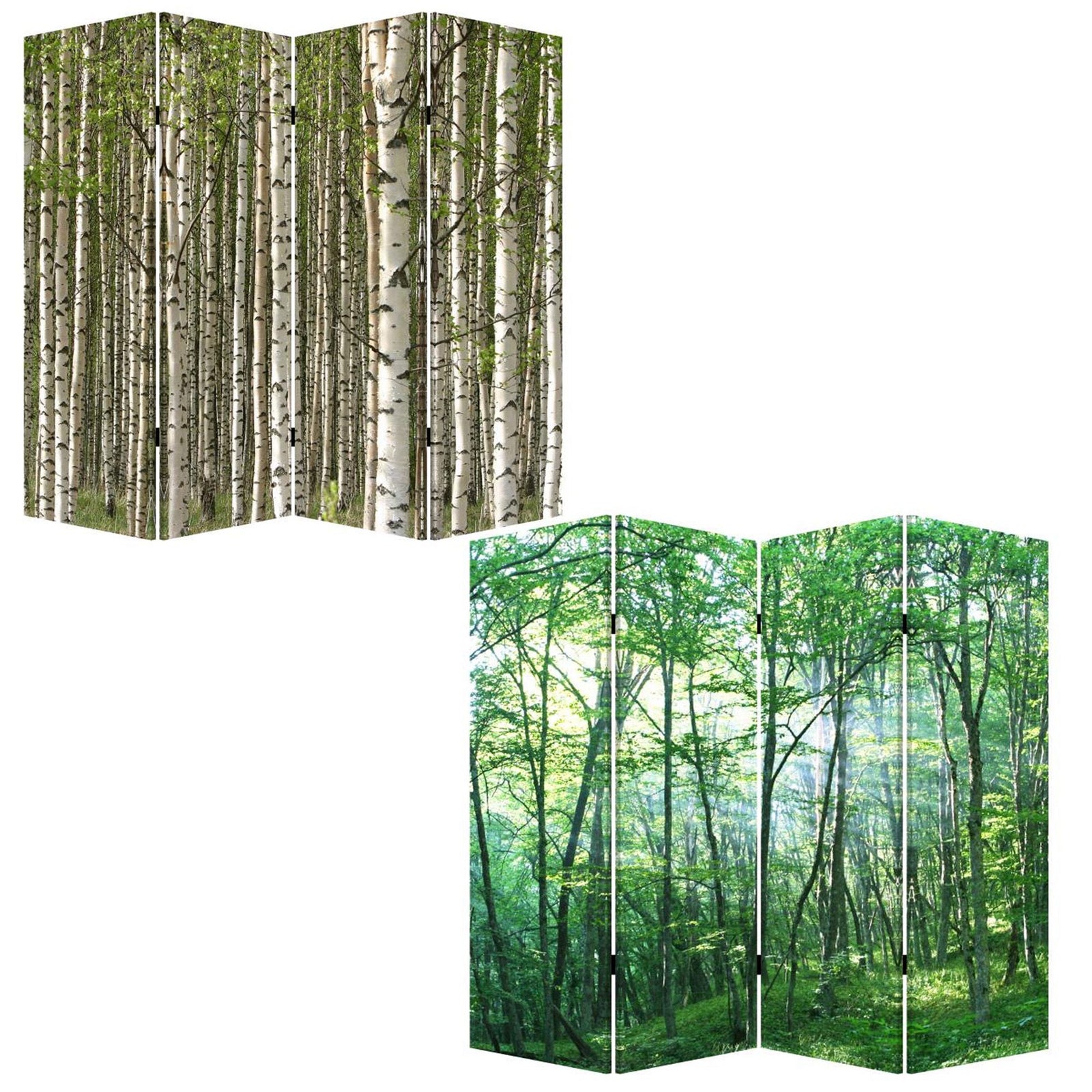 1" X 84" X 84" Multi Color Wood Canvas Prolific Forrest Screen