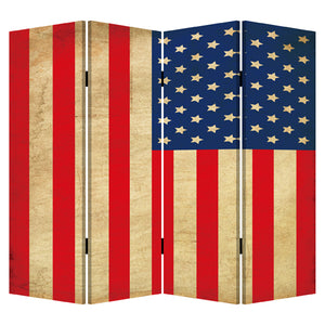 1" X 84" X 84" Multi Color Wood Canvas American Flag  Screen