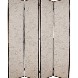 Tan Wood & Fabric  Screen - 1 x 84 x 84