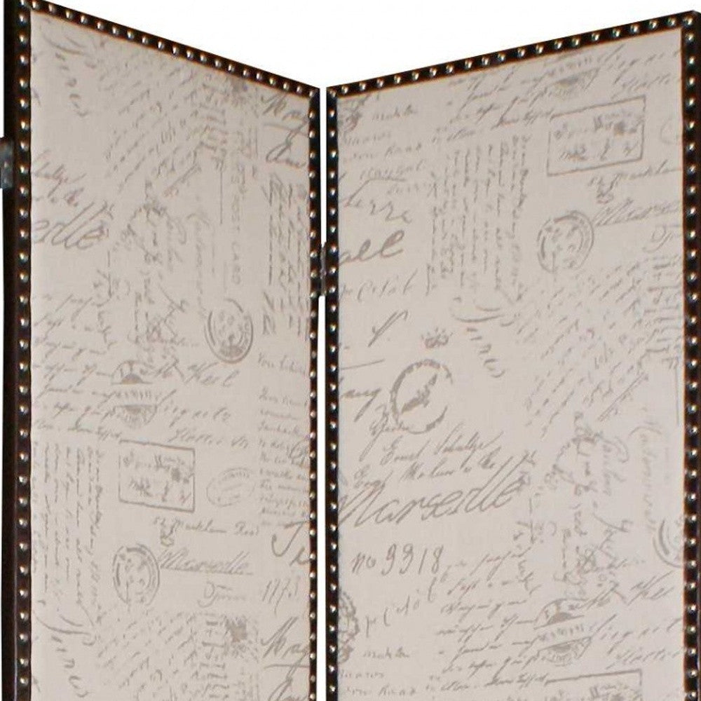 Tan Wood & Fabric  Screen - 1 x 84 x 84