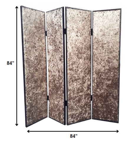 Tan Wood & Fabric  Screen - 1 x 84 x 84
