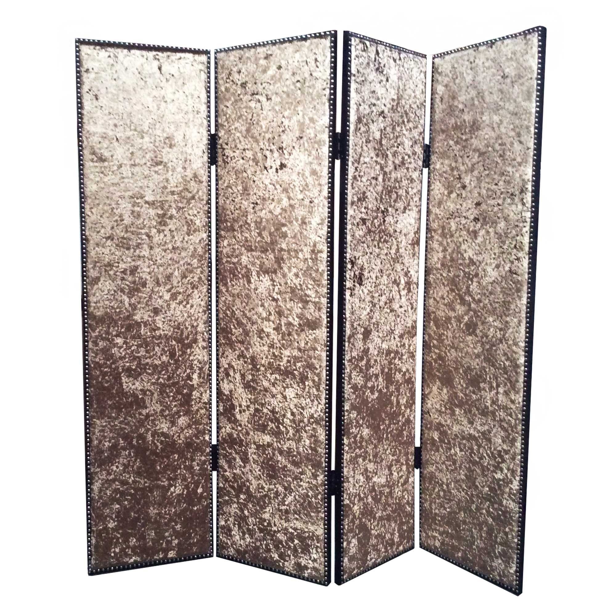 Tan Wood & Fabric  Screen - 1 x 84 x 84