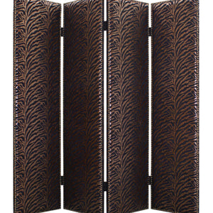 1 X 84 X 84 Bronze Wood & Fabric  Screen