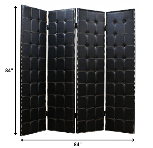 1 X 84 X 84 Black Faux Leather  Screen