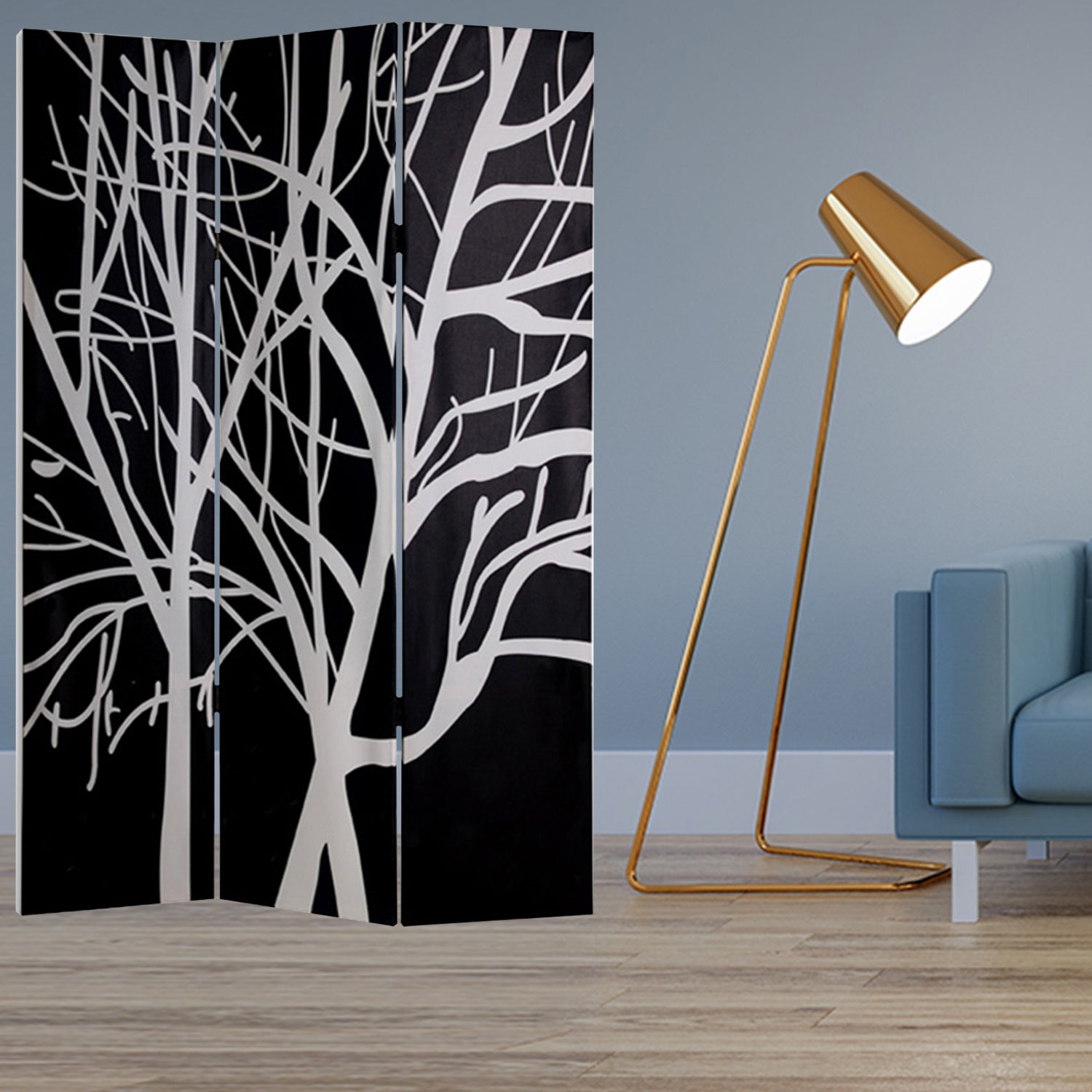 1" X 48" X 72" Multi Color Wood Canvas Tranquillity  Screen