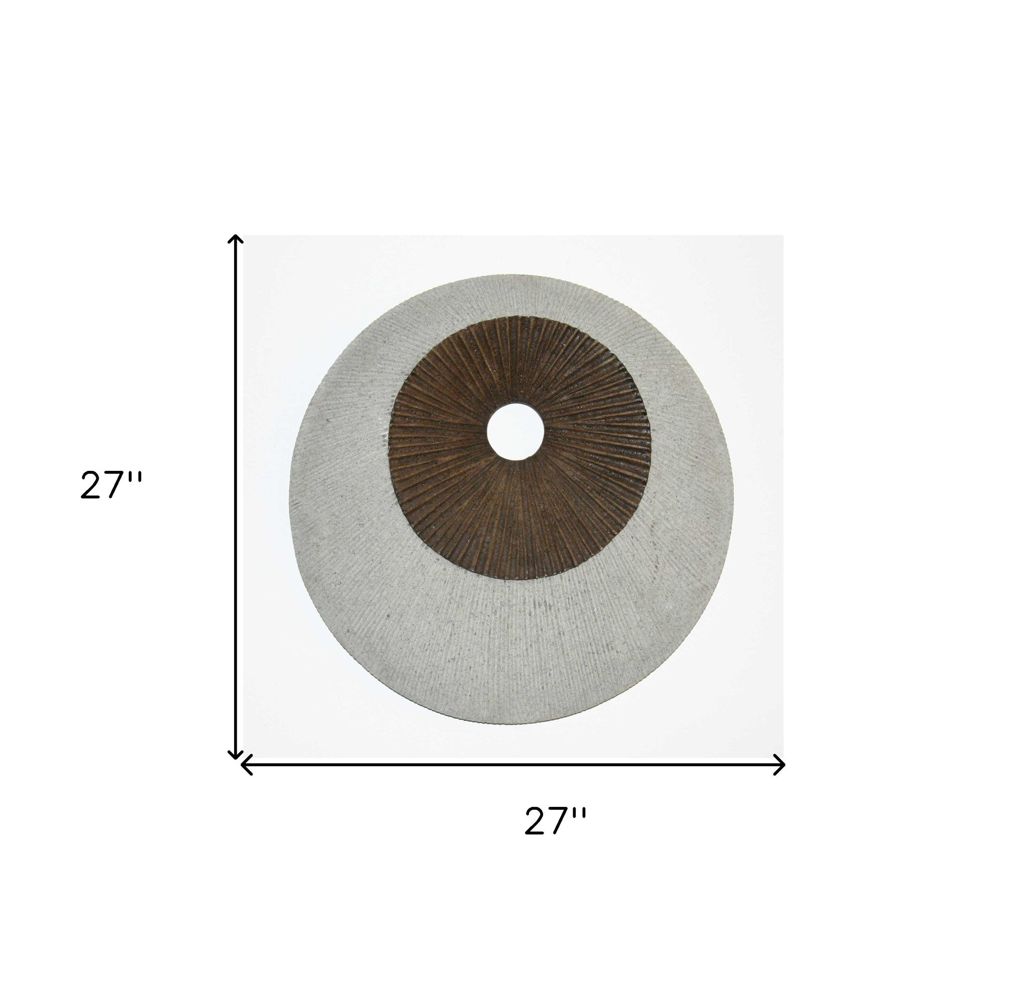 1 X 26 X 26 Brown & Gray Round Double Layer Ribbed  Wall Decor