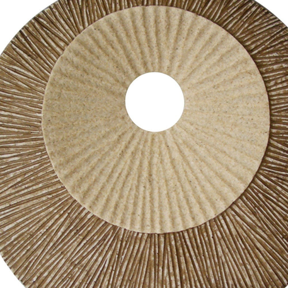 1 X 26 X 26 Brown Round Double Layer Ribbed  Wall Plaque