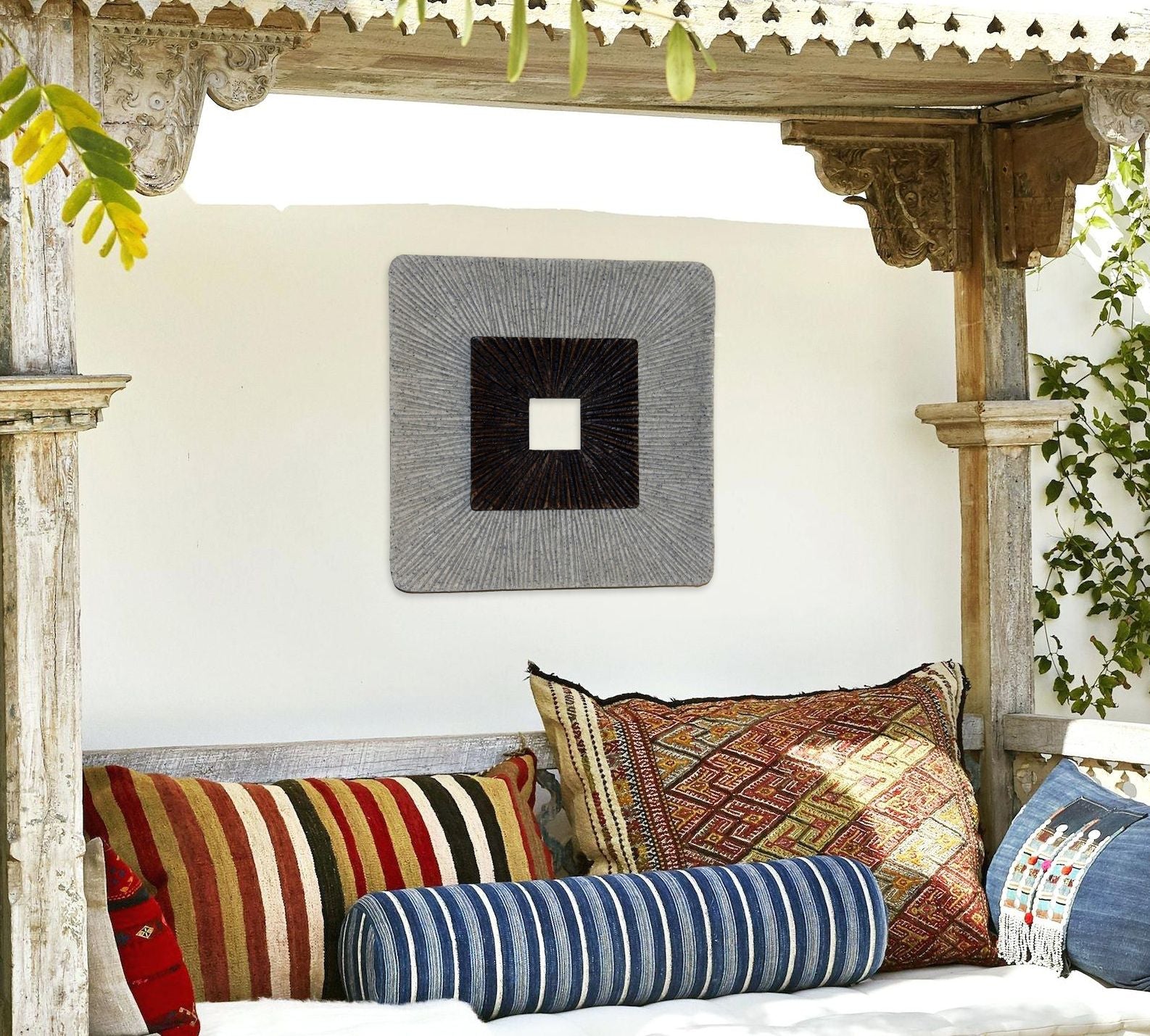 Modern Brown And Gray Ribbed Square Wall Art