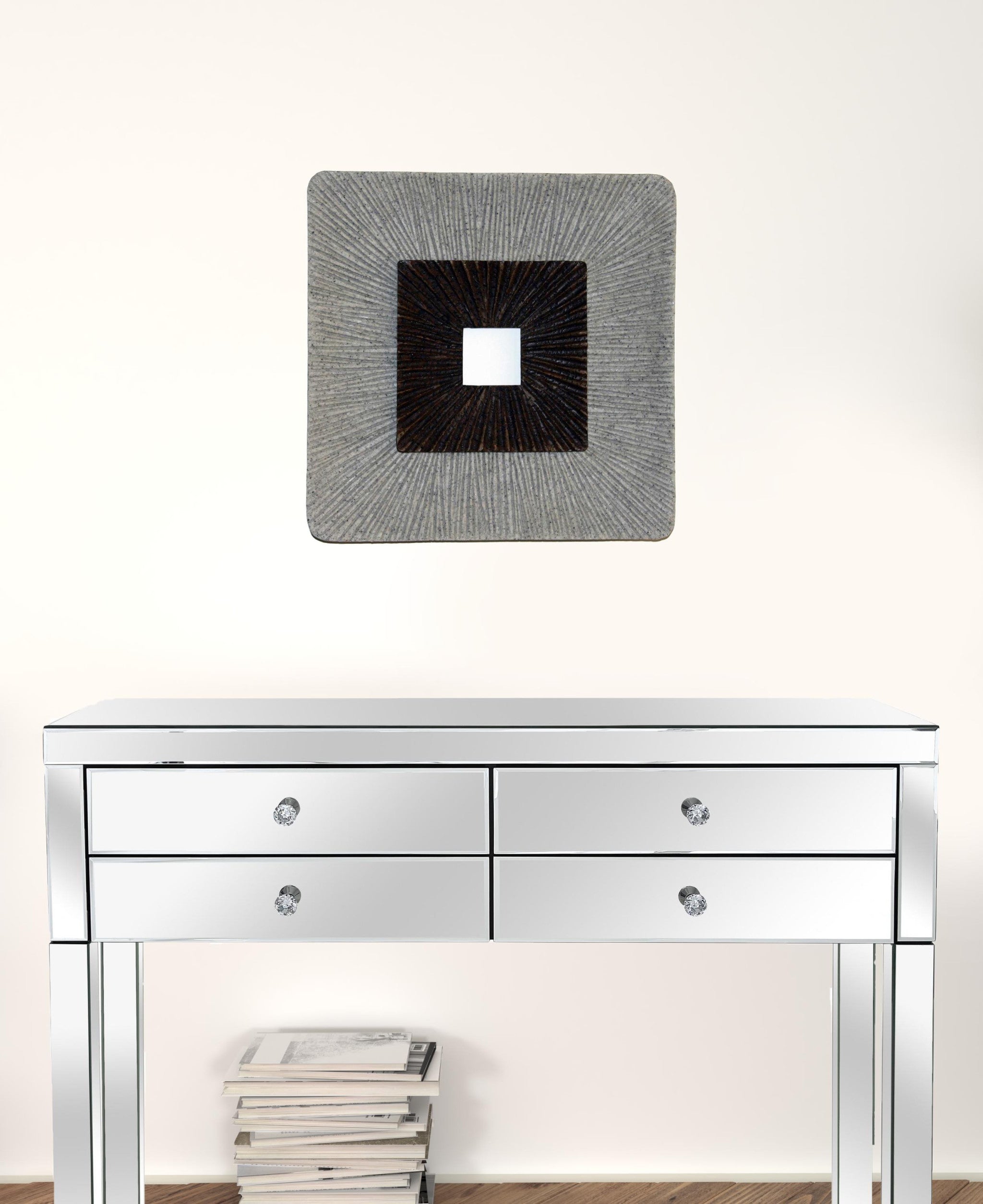 Modern Brown And Gray Ribbed Square Wall Art