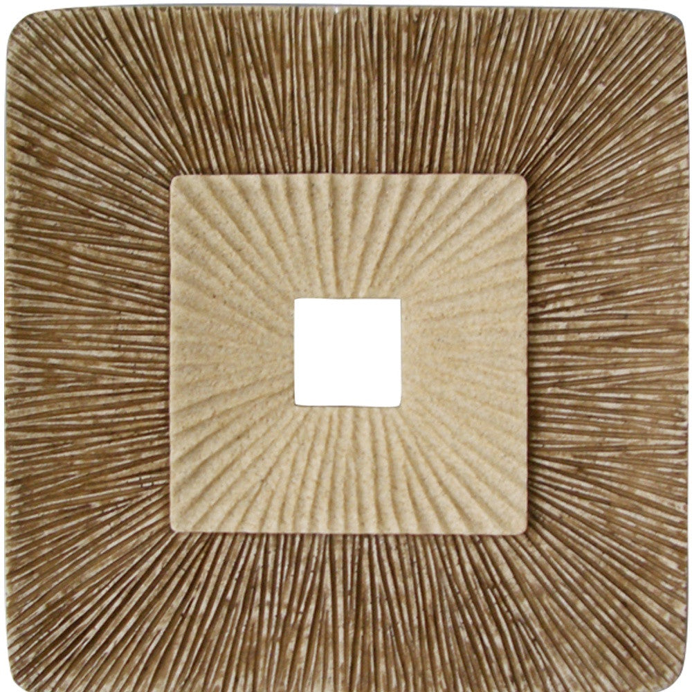 1 X 14 X 14 Brown Concave Square Double Layer Ribbed  Wall Plaque Set Of 2