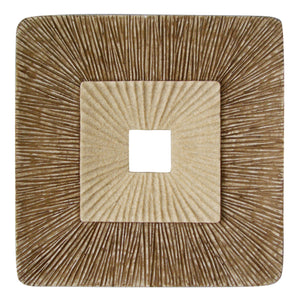 1 X 26 X 26 Brown Concave Square Double Layer Ribbed  Wall Plaque